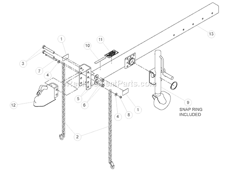 HitcháAssemblyá(75487-00) Diagram and Parts List for CH6993H 76635 Bear Cat Chipper Shredder